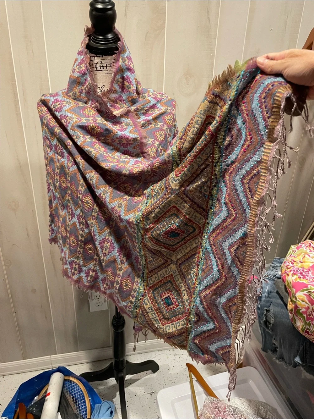 Cute Anthropologie wool blend NWT oversized chevron woven wrap scarf